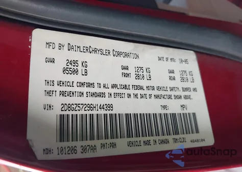 2006 Dodge Magnum Rt из США, поврежденный, VIN 2D8GZ57296H144399